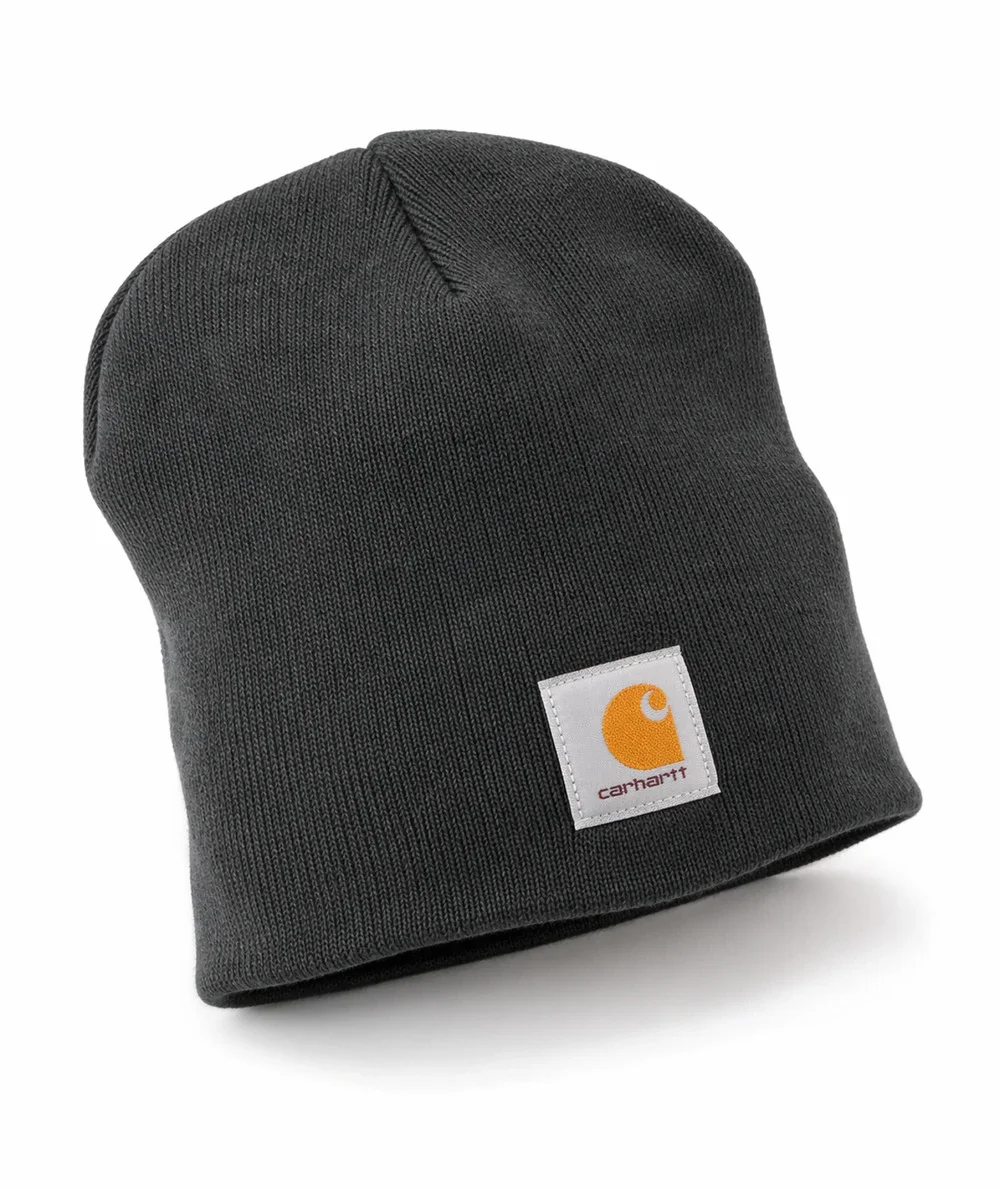 Workwear Streetwear Beanie Carhartt Logo Patch Knit Hat Gray Unisex Winter Cap